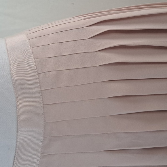 Ann Taylor pleated chiffon a line midi skirt cream off white sz6 - Picture 3 of 11